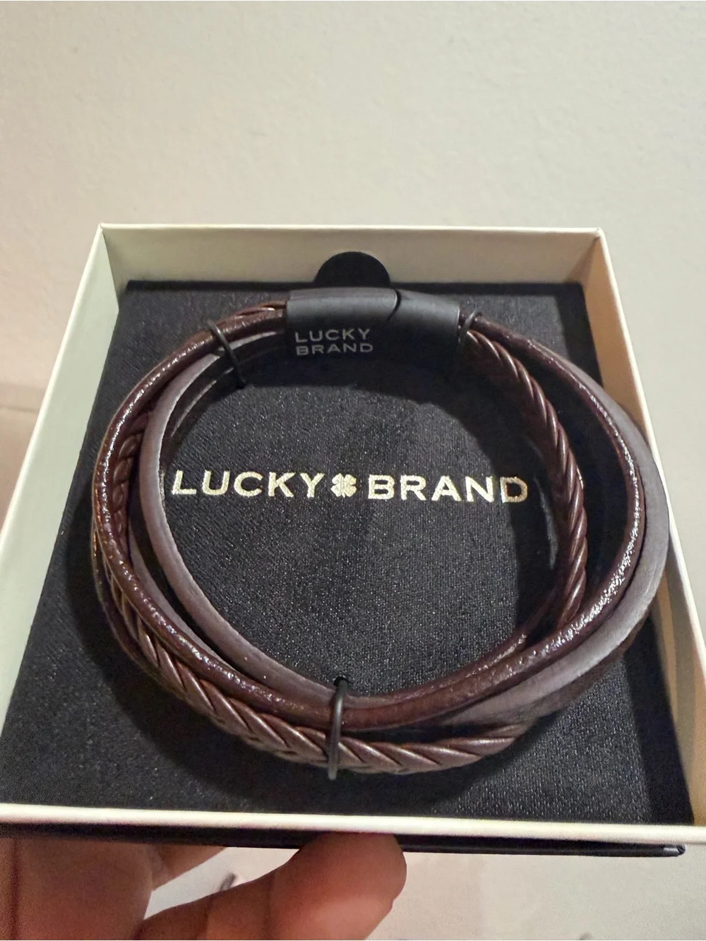 Lucky Brand Men’s Dark Brown Multi-Strand Leather Bracelet